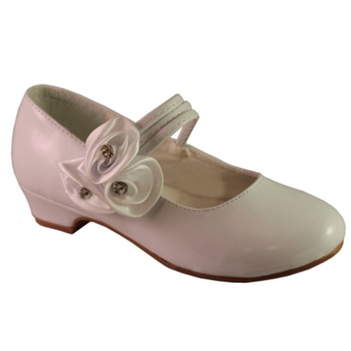 Girls white patent shoes satin - girls,