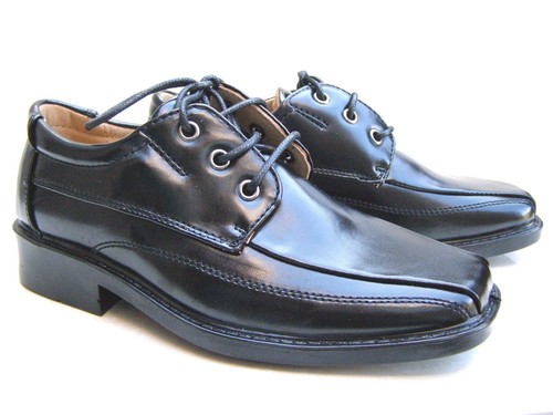 New boys black leather lined - new,